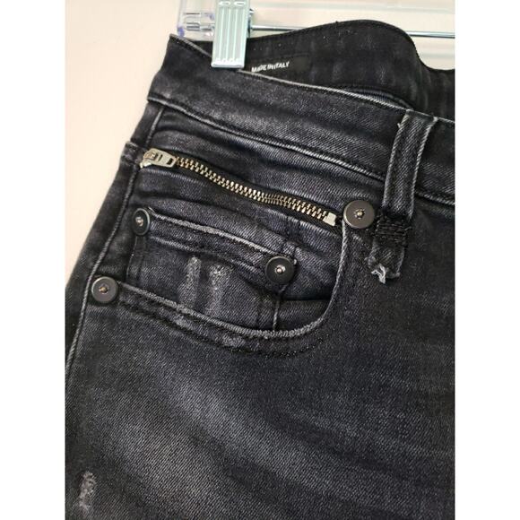 R13 Biker Boy Albany with rips Jeans Sz 27 R13W0087-297 Whiskered Raw Hem (G - Picture 11 of 15